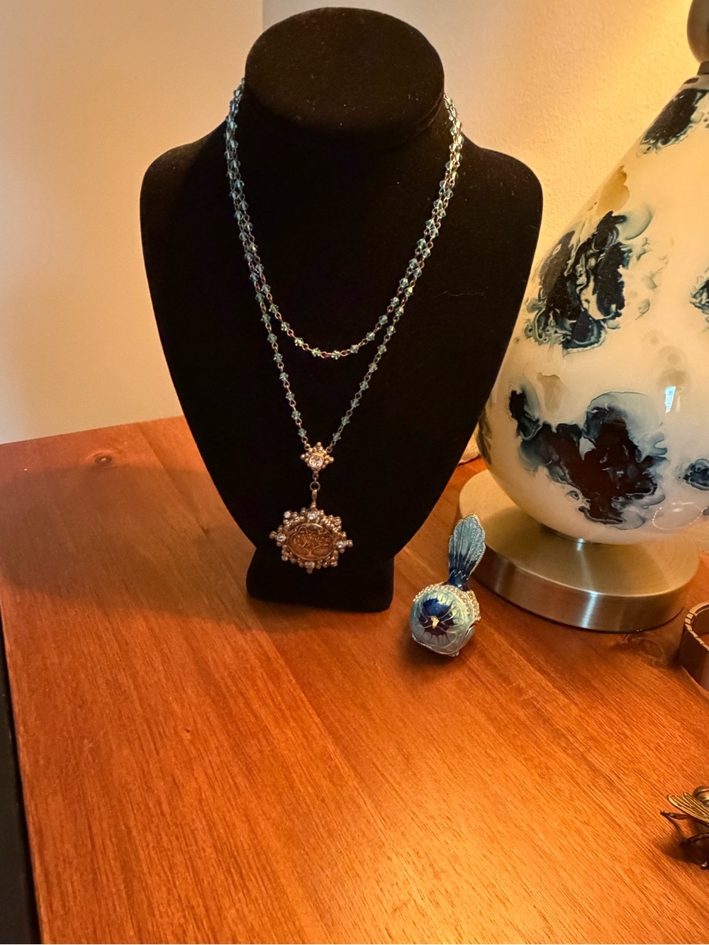 Virgins Saints & Angels Blue Beaded Tree of Life Crystal Pendant Necklace